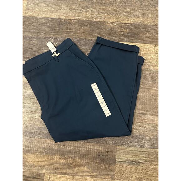 Code Bleu Pants - Code Bleu Womans Navy Blue Solid Mid Rise Straight Leg Chino Pants Size 20W NWT